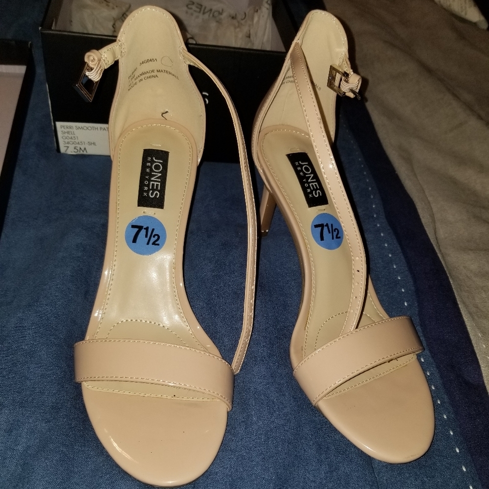 Nude ankle strap heels